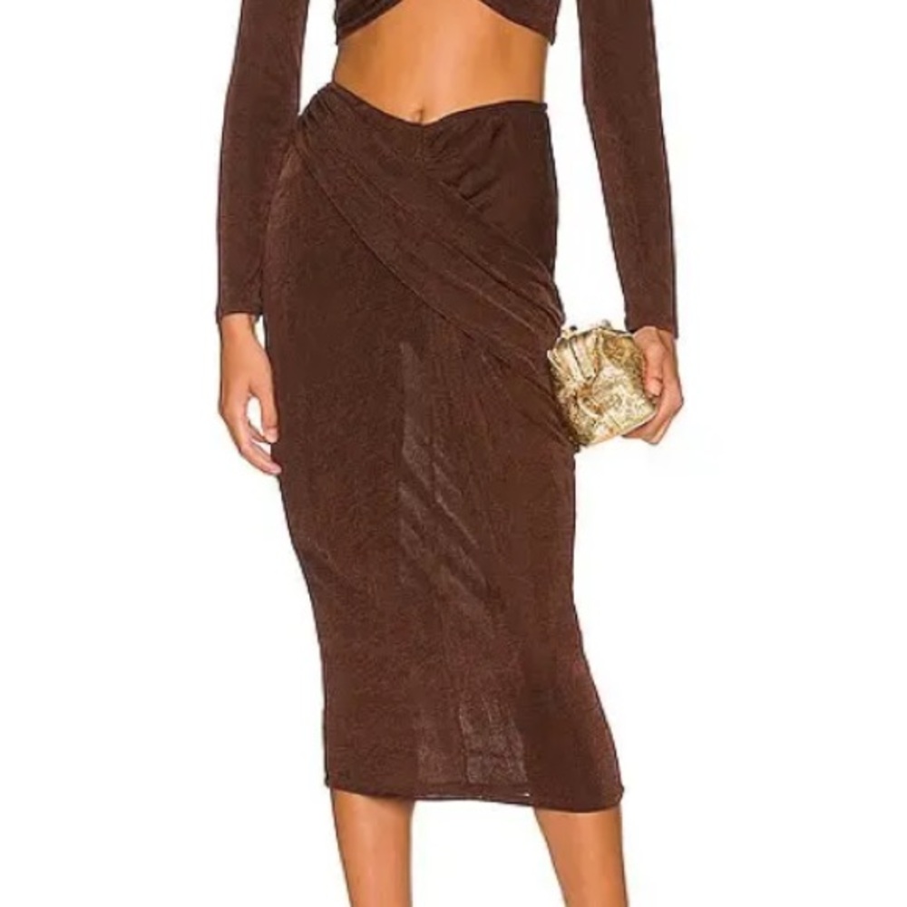 Cullen Midi Skirt in Chocolate Brown NBD - Picture 3 of 4